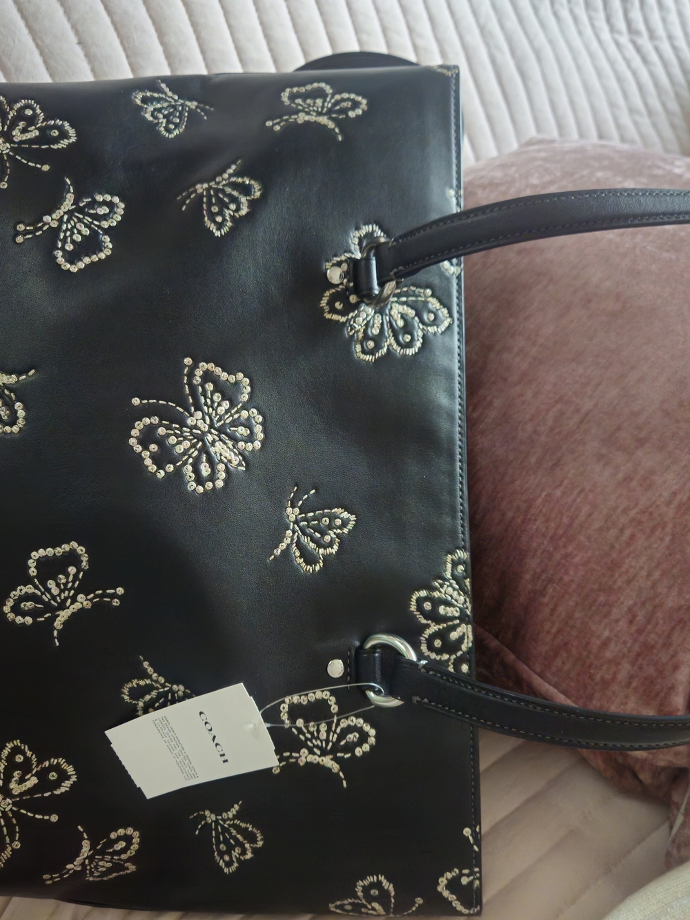 COACH Black Butterfly Station Tote NEW - Picture 2 of 5